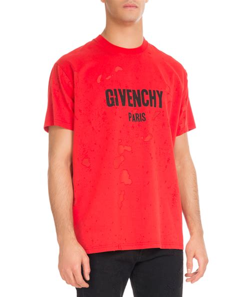 givenchy red t shirt distressed|givenchy t shirt.